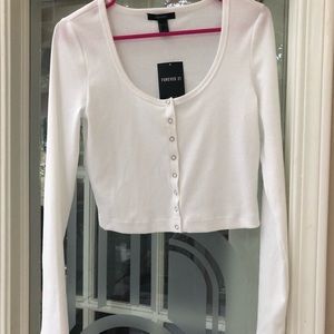 White cropped sweater cardigan